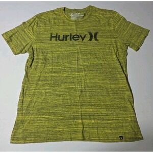 Vintage Hurley T-Shirt Mens L Yellow Y2K Skate Surf Beach Grunge Premium Fit